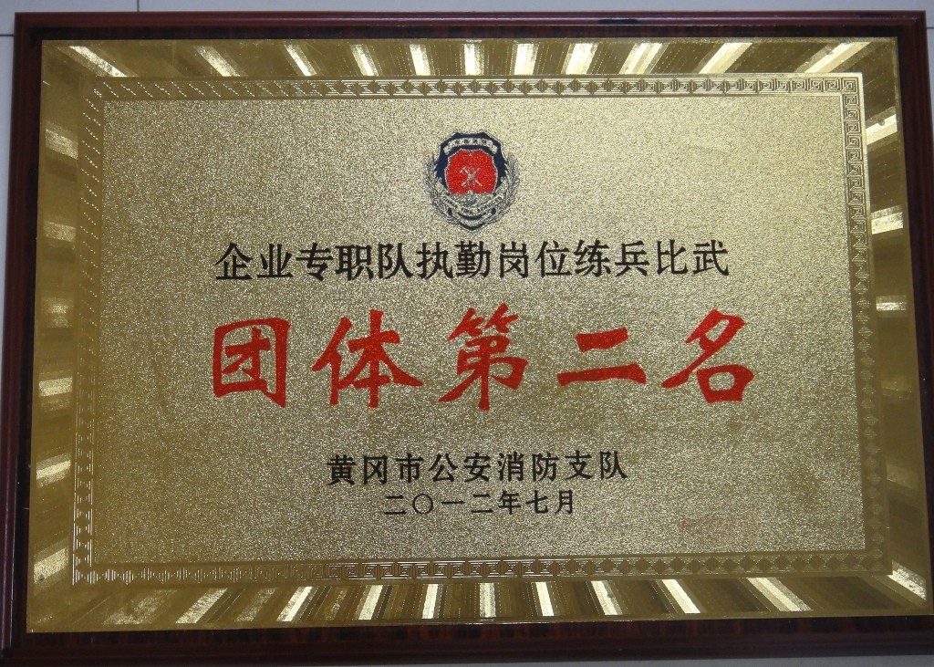 企業(yè)專職隊執(zhí)勤崗位練兵比武團體第二名（黃岡亞東）