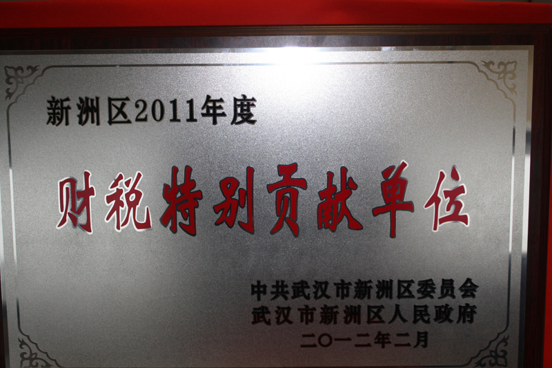 2011年度財稅特別貢獻(xiàn)單位（湖北亞東）