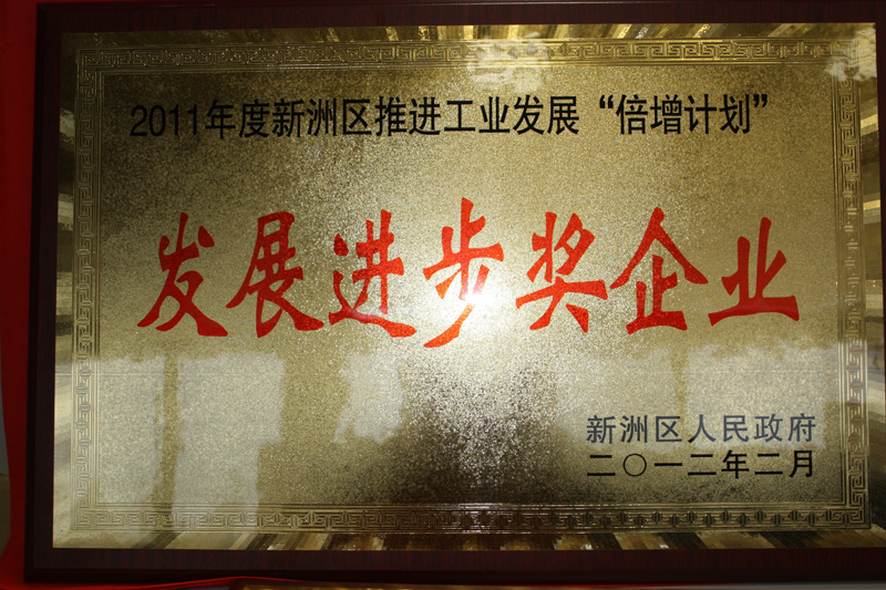2011年度新洲區(qū)推進(jìn)工業(yè)發(fā)展“倍增”計劃發(fā)展進(jìn)步獎（湖北亞東）