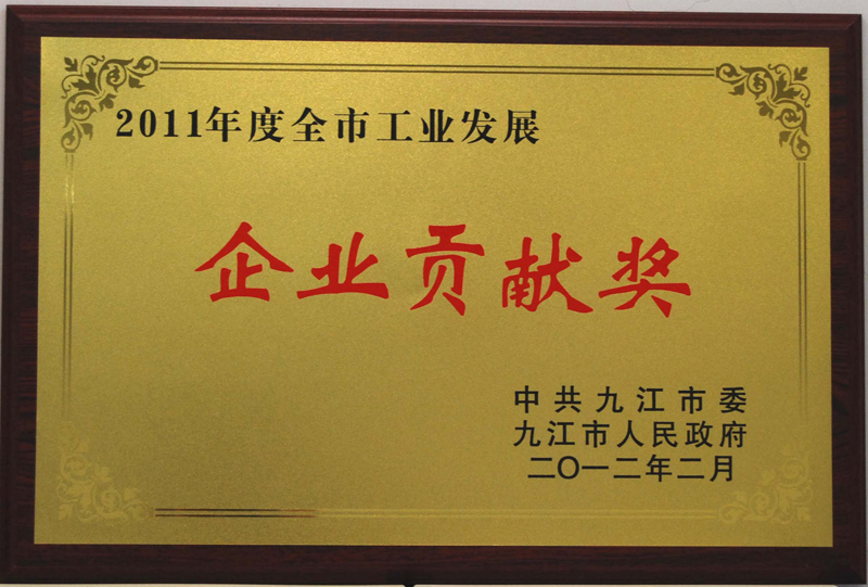 全市工業(yè)發(fā)展企業(yè)貢獻獎（江西亞東）